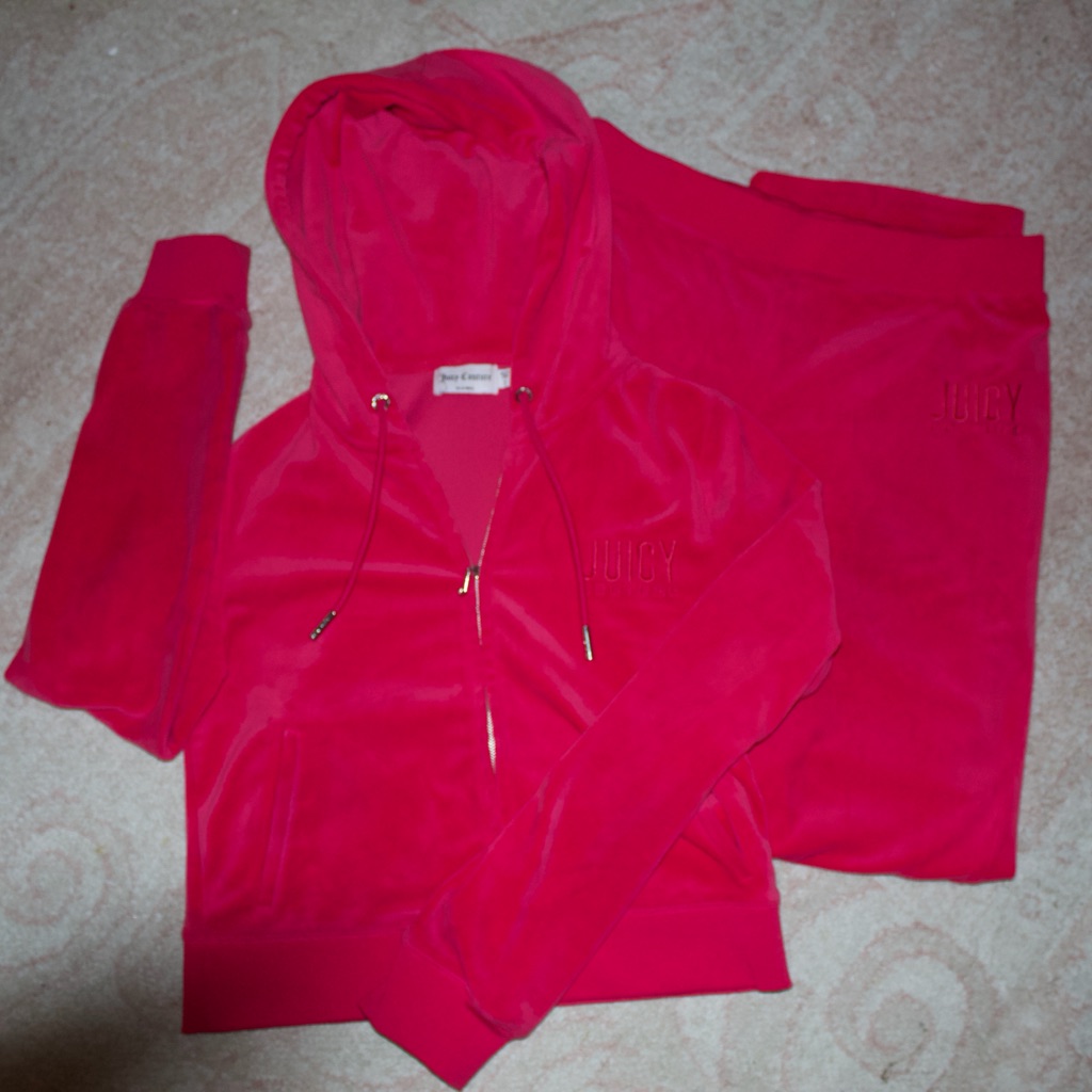Juicy Couture Hot Pink Velour Hoodie & Pants Set